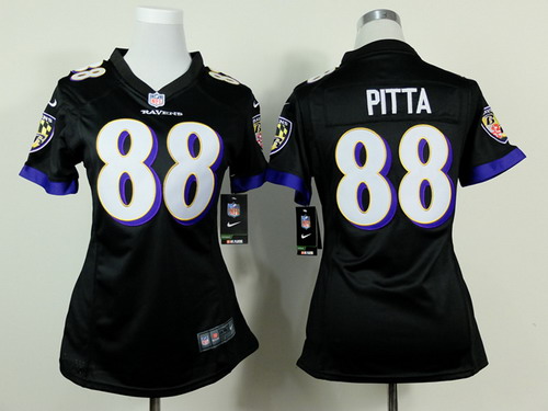 Nike Baltimore Ravens #88 Dennis Pitta 2013 Black Game Womens Jersey