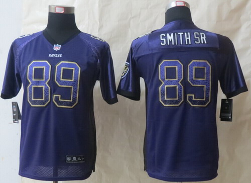 Nike Baltimore Ravens #89 Steve Smith Sr Drift Fashion Purple Kids Jersey