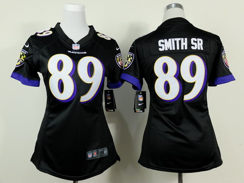 Nike Baltimore Ravens #89 Steve Smith Sr 2013 Black Game Womens Jersey