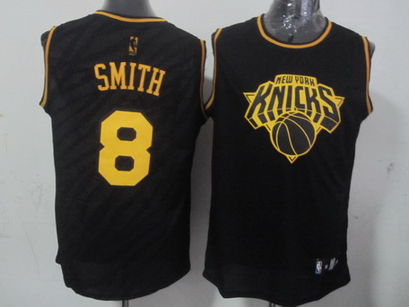 New York Knicks #8 J.R. Smith Revolution 30 Swingman 2014 Black With Gold Jersey