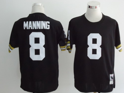 New Orleans Saints #8 Archie Manning Black Throwback Jersey