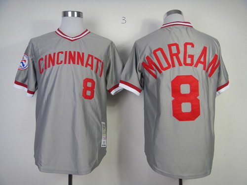 Cincinnati Reds #8 Joe Morgan 1976 Gray Throwback Jersey