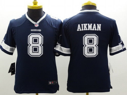 Nike Dallas Cowboys #8 Troy Aikman Blue Limited Kids Jersey