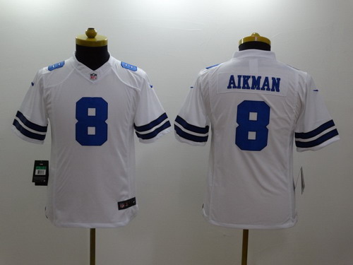 Nike Dallas Cowboys #8 Troy Aikman White Limited Kids Jersey