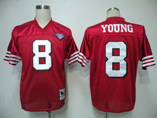 San Francisco 49ers #8 Steve Young Red 75TH Throwback Jersey