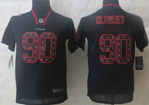 Nike Houston Texans #90 Jadeveon Clowney Lights Out Black Ornamented Kids Jersey