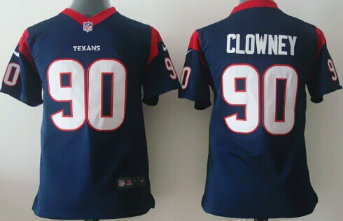 Nike Houston Texans #90 Jadeveon Clowney Blue Game Kids Jersey