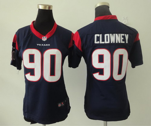 Nike Houston Texans #90 Jadeveon Clowney Blue Game Womens Jersey