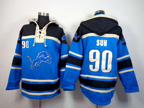Detroit Lions #90 Ndamukong Suh 2014 Light Blue Hoodie
