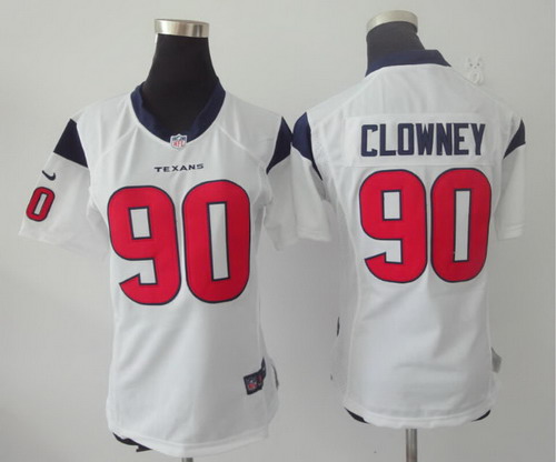 Nike Houston Texans #90 Jadeveon Clowney White Game Womens Jersey