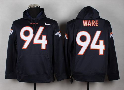 Nike Denver Broncos #94 DeMarcus Ware Navy Blue Hoodie