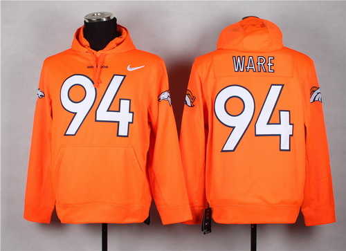 Nike Denver Broncos #94 DeMarcus Ware Orange Hoodie