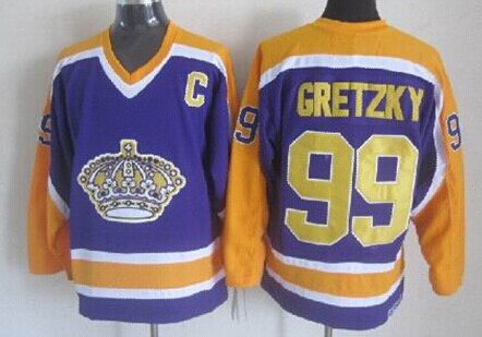 Los Angeles Kings #99 Wayne Gretzky Purple With Yellow Throwback CCM Jersey