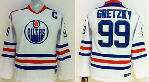 Edmonton Oilers #99 Wayne Gretzky White Throwback CCM Kids Jersey