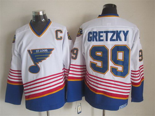 St. Louis Blues #99 Wayne Gretzky 1995 White Throwback CCM Jersey