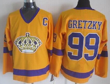 Los Angeles Kings #99 Wayne Gretzky Yellow Throwback CCM Jersey