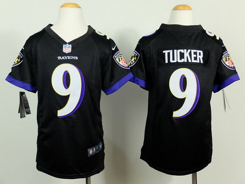 Nike Baltimore Ravens #9 Justin Tucker 2013 Black Game Kids Jersey