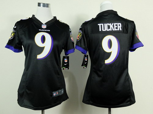 Nike Baltimore Ravens #9 Justin Tucker 2013 Black Game Womens Jersey