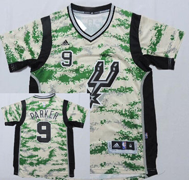 San Antonio Spurs #9 Tony Parker Revolution 30 Swingman 2014 New Camo Short-Sleeved Jersey