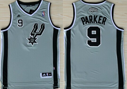 San Antonio Spurs #9 Tony Parker Revolution 30 Swingman Gray Jersey