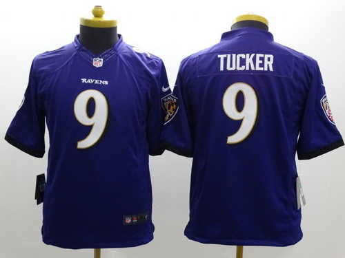 Nike Baltimore Ravens #9 Justin Tucker 2013 Purple Limited Kids Jersey