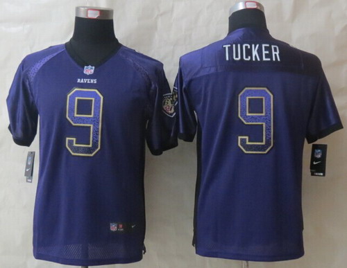 Nike Baltimore Ravens #9 Justin Tucker Drift Fashion Purple Kids Jersey
