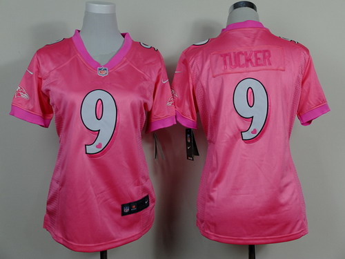 Nike Baltimore Ravens #9 Justin Tucker Pink Love Womens Jersey