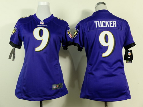 Nike Baltimore Ravens #9 Justin Tucker 2013 Purple Game Womens Jersey
