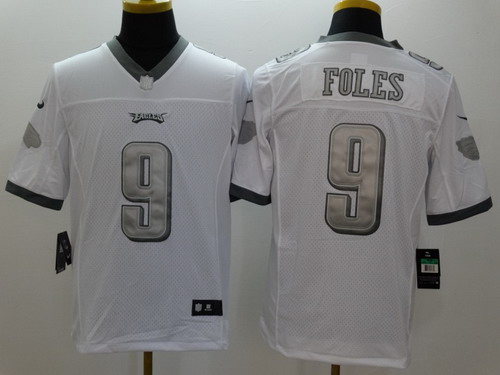 Nike Philadelphia Eagles #9 Nick Foles Platinum White Limited Jersey