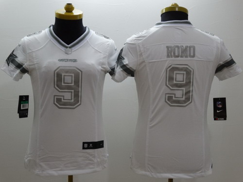 Nike Dallas Cowboys #9 Tony Ramo Platinum White Limited Womens Jersey