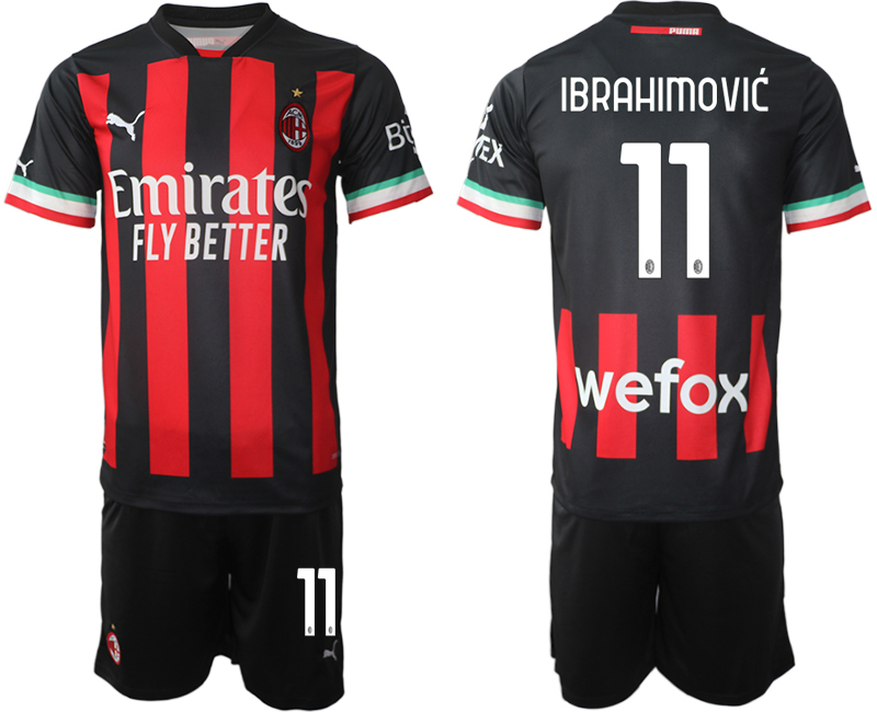 AC Milan  11 IBRAHIMOVIC Home Black 2022-2023 Soccer jerseys suit