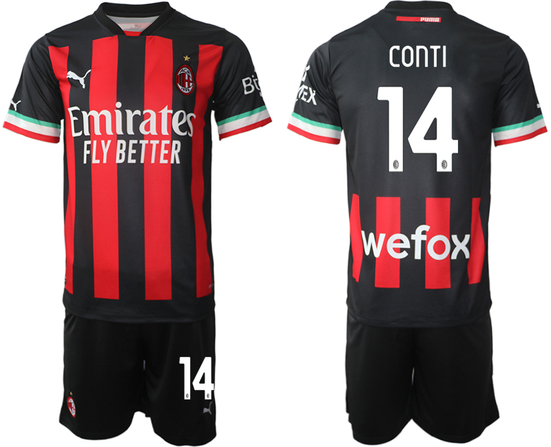 AC Milan 14 CONTI Home Black 2022-2023 Soccer jerseys suit