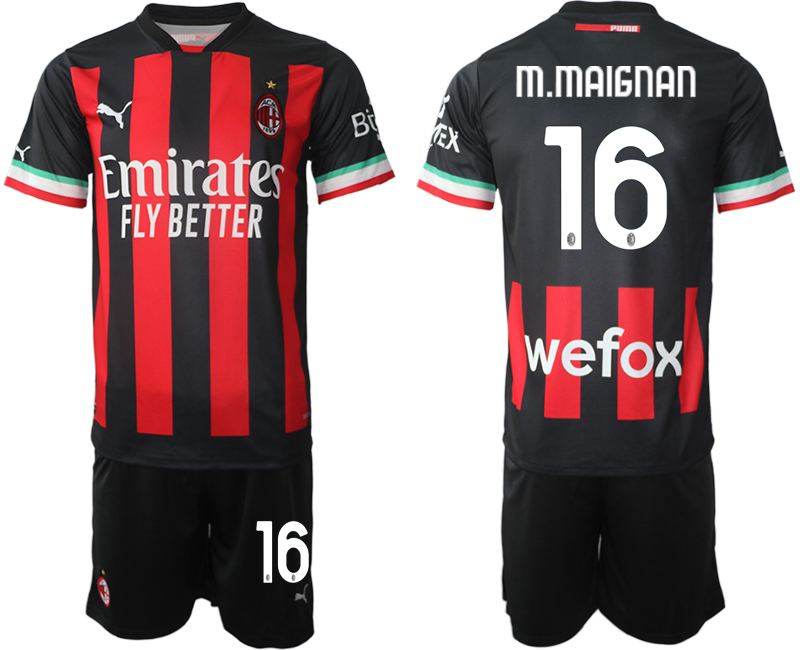 AC Milan  16 M.MAIGNAN Home Black 2022-2023 Soccer jerseys suit