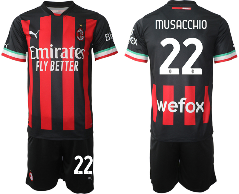 AC Milan 22 MUSACCHIO Home Black 2022-2023 Soccer jerseys suit