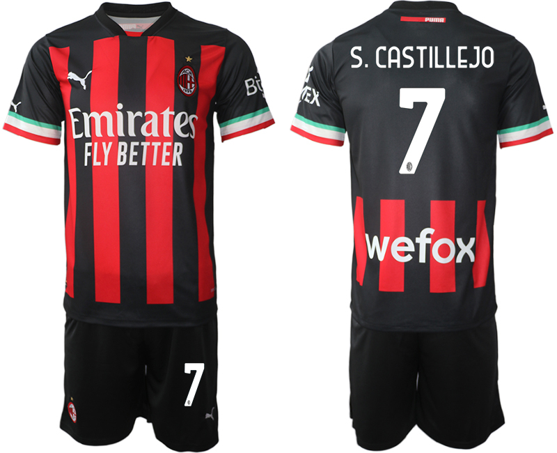 AC Milan  7 S.CASTILLEJO Home Black 2022-2023 Soccer jerseys suit