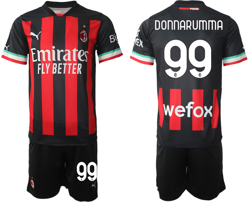 AC Milan  99 DONNARUMMA  Home Black 2022-2023 Soccer jerseys suit