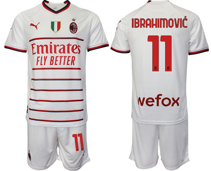 AC Milan 11 IBRAHIMOVIC White away 2022-2023 Soccer jerseys suit