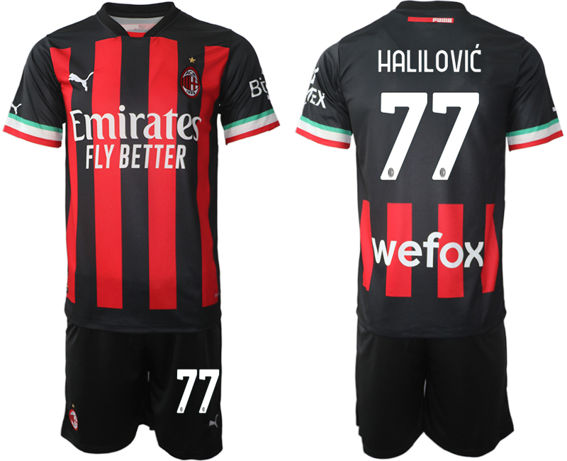 AC Milan 77 HALILOVIC Home Black 2022-2023 Soccer jerseys suit