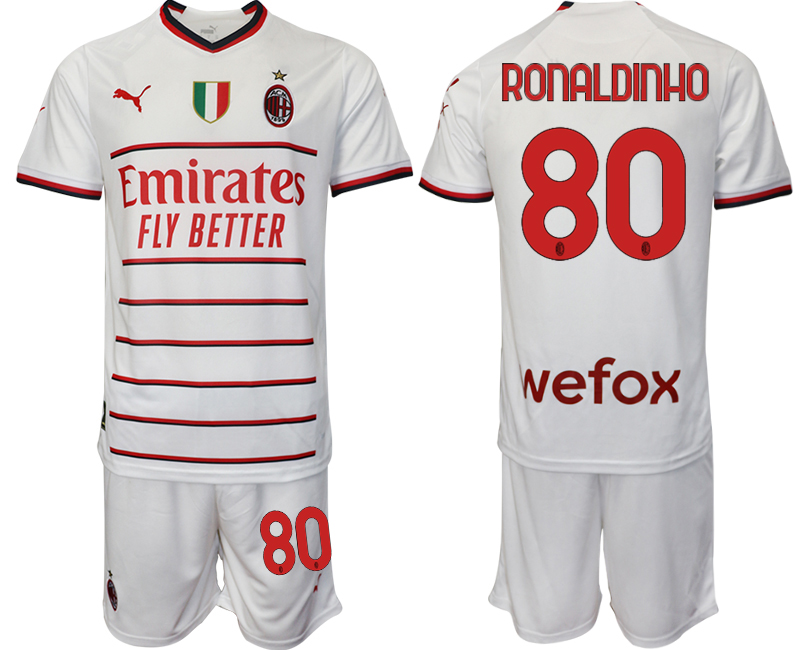 AC Milan 80 RONALDINHO White away 2022-2023 Soccer jerseys suit