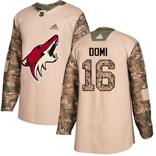 Adidas Coyotes #16 Max Domi Camo Authentic 2017 Veterans Day Stitched NHL Jersey