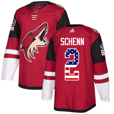 Adidas Coyotes #2 Luke Schenn Maroon Home Authentic USA Flag Stitched NHL Jersey