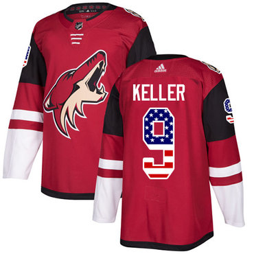 Adidas Coyotes #9 Clayton Keller Maroon Home Authentic USA Flag Stitched NHL Jersey