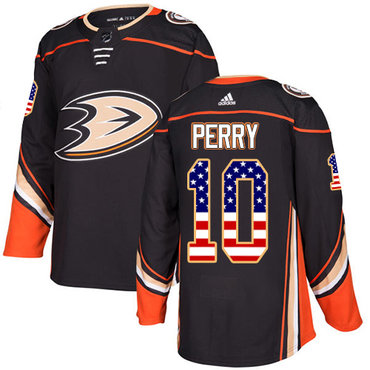 Adidas Ducks #10 Corey Perry Black Home Authentic USA Flag Stitched NHL Jersey