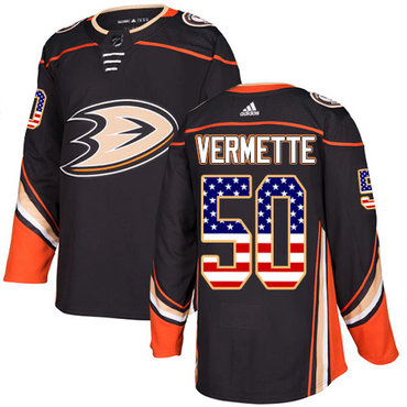 Adidas Ducks #50 Antoine Vermette Black Home Authentic USA Flag Stitched NHL Jersey