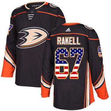 Adidas Ducks #67 Rickard Rakell Black Home Authentic USA Flag Stitched NHL Jersey