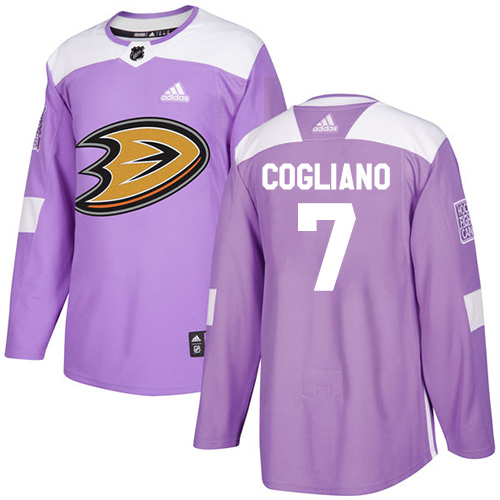 Adidas Ducks #7 Andrew Cogliano Purple Authentic Fights Cancer Stitched NHL Jersey