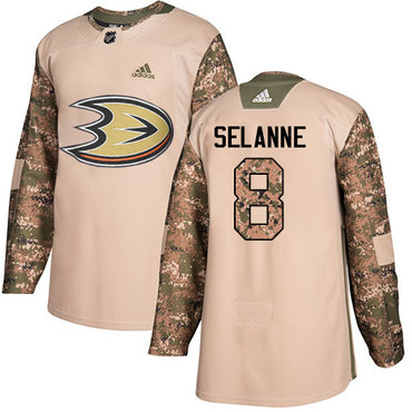 Adidas Ducks #8 Teemu Selanne Camo Authentic 2017 Veterans Day Stitched NHL Jersey