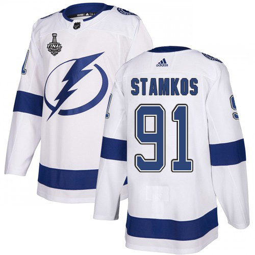 Adidas Lightning #91 Steven Stamkos White Road Authentic 2020 Stanley Cup Final Stitched NHL Jersey