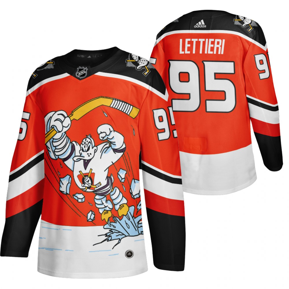 Anaheim Ducks #95 Vinni Lettieri Red Men's Adidas 2020-21 Reverse Retro Alternate NHL Jersey