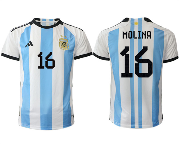 Argentina 16 MOLINA 2022-2023 Home White aaa version jerseys